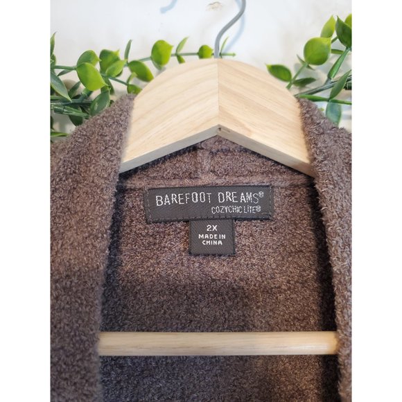 Barefoot Dreams Brown Fuzzy Knit Open Front Long Sleeve Cardigan, Size 2X - Picture 4 of 7
